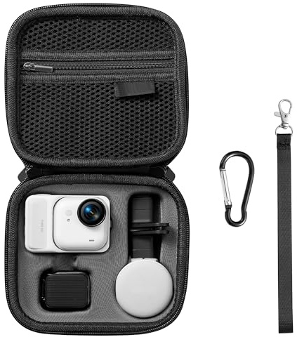 Funda Bolsa de Transporte para Insta 360 GO Ultra Accesorios de Almacenamiento Estuche Protector Cubierta de Carcasa Dura para Insta360 GO Ultra Vlogging Accesorio de cámara de acción (Negro) | Funda protectora de viaje rígida para Insta360 GO Ultra Vlogging con mosquetón y correa de muñeca (negro)