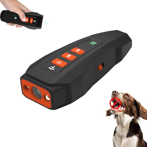 NoBark Ultra - Dispositivo anti ladridos para perros, ultrasónico sin ladridos, ultra disuasorio con linterna LED y estroboscópico, entrenador de mascotas para dejar de ladrar, masticar, saltar, carga