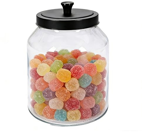 Bonbonglas mit Metallischem Deckel und Öffnungsgriff, Candy Bar Gläser 2.5L | Süßigkeiten Glas mit Dichtungsring und breiter Öffnung für Partys und Wohnzimmer, geeignet für Kekse, Süßigkeiten und Snacks