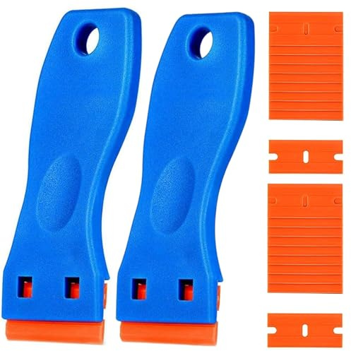 Plastic Glass Scraper Set 2PCS with Plastic Blades – Non-Scratch Scraper Tool for Sticker, Label, Paint and Glue Removal – Multi-Purpose Plastic Paint Scraper for Oven, Window, Floor and Car Cleaning