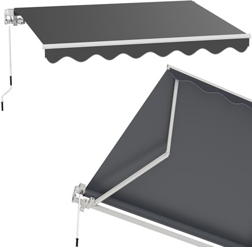 Huracan Store Banne de Balcon Manuel Rétractable 400 x 300 cm, imperméable et Protection Solaire, Auvent de terrasse, Store à Bras articulés avec manivelle, nécessite Une Installation, Anthracite