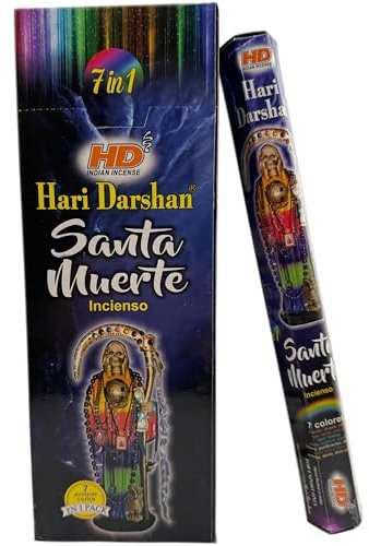 HOSTENATURA Hari Darshan | Incienso Santa Muerte Caja 6 Cajitas Hexagonales | Incienso Aromático Intenso | Varillas Tradicionales para Meditación, Relajación y Hogar