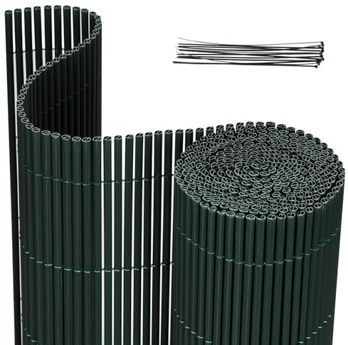 Monucep PVC Sichtschutzmatte 80x500cm, Sichtschutzzaun Privatsphäre Wetterfest für Garten, Terrasse, Balkon Sichtschutz mit Kabelbindern, Balkonsichtschutz mit Verstärkungsrippe, Grün