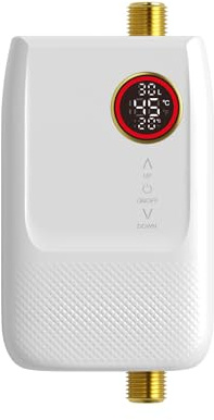 Scaldacqua istantaneo, scaldabagno elettrico senza serbatoio, 5500 W, mini scaldabagno istantaneo, display a LED da parete, protezione anti-surriscaldamento, IPX4, sicurezza multipla, cucina