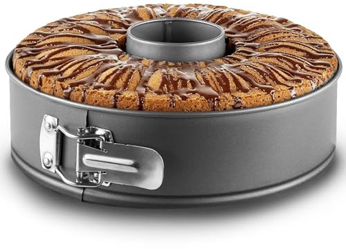 GF Cake - Tortiera 26 cm Apribile con Cerniera - Stampo Tortiera Apribile 2 Fondi - Teglia per Dolci Rotonda da Forno con Rivestimento Antiaderente - Stampo per Torte