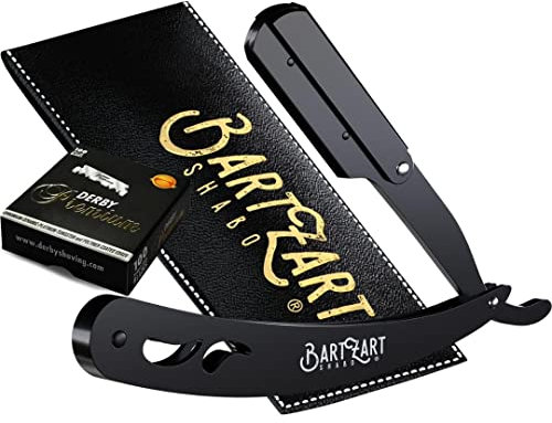 BartZart Rasiermesser mit Wechselklingen-System I Premium Rasiermesser Set aus Edelstahl inkl. Etui und Rasierklingen von Derby I Rasiermesser Herren I Bart Messer I Razor