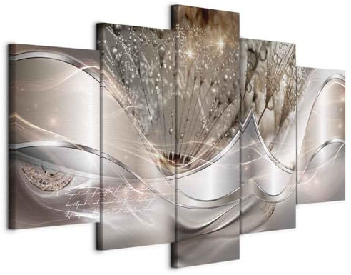 murando - Leinwandbild Pusteblume Natur Grau, 100x50 cm, 5-teilig, modern | Hochwertige Leinwand, sofort aufhängbar, ideal fürs Wohn- oder Schlafzimmer, wasserfest und lichtecht, langlebig, stilvoll