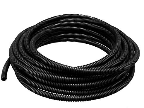sourcingmap 10 M 6.5 x 10 mm PP Flexible Corrugated Conduit Tube for Garden,Office Black
