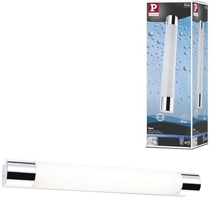Paulmann 79712 LED Deckenleuchte Spiegelleuchte Orgon incl. 1x7,5 Watt IP44 Deckenlampe Chrom, Weiß Wohnzimmerlampe Metall, Acryl Flurlampe 3000 K