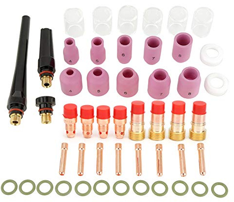WIG Collets Keramik-Düsen für WP 17 18 26 Tigerschweißlampen, 49 Stück TIG Gas Lens und Kit