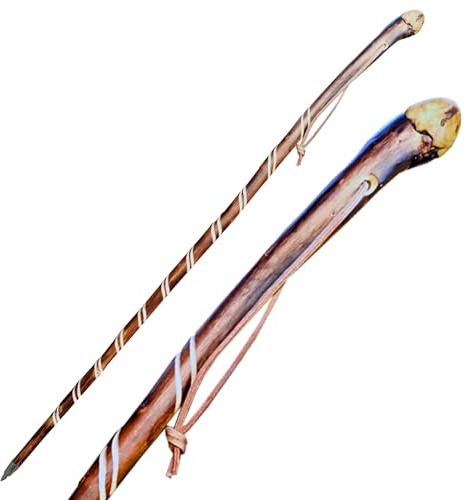 Wanderstock Holz mit doppelter Rille & Sternzeichen – 98–170 cm – Handgefertigt – Inkl. Gravur bis 10 Zeichen im Preis enthalten – Holzstock für Wandern, Pilgern, Geschenk – Made in Germany