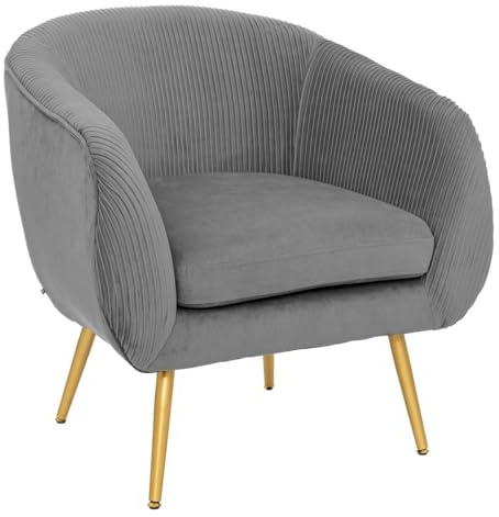 Atmosphera - Sillón Gris 'Solaro' en Terciopelo Plisado