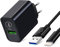 Caricabatterie per Samsung Galaxy A31 A41 A42 5G A70 A12 A32 A40 A80 M51 A21s Oppo A71 A94 A54 A73 A53 A91,18W Caricatore USB QC3.0 Carica Veloce/Ricarica Rapida 1.8M Cavo