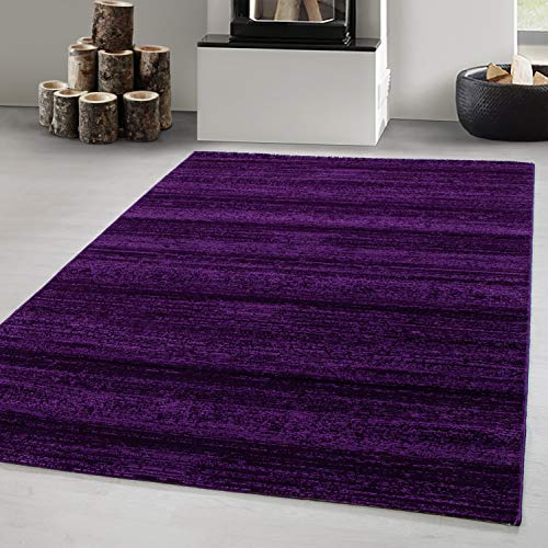 Carpetsale24 Teppich 80x150 cm Lila Kurzflor Einfarbig Moderner Läufer für Wohnzimmer Schlafzimmer Flur Küche Esszimmer Kinderzimmer Pflegeleicht Weich
