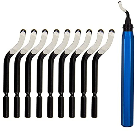 Deburring Tool with 10Pcs HSS Blades - Deburring Tool for Metal, Aluminum, Copper, Plastic Pipe, 3D Printing, Brass