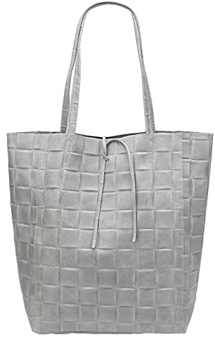SH Leder ® Damen Echtleder Shopper in geflochtene print mit Innentasche in vielen Farben Schultertasche Henkeltasche 37x29cm Kamilla G267