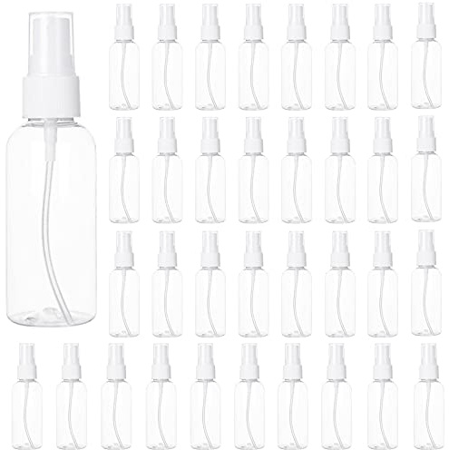 APACALI 50pcs 2 Oz Clear Fine Mist Spray Bottles, Reusable, Leak-Proof, Mini Travel Empty Spray Bottles for Perfume, Plant, etc. (60ml)