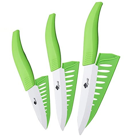 Cuchillo de cocina Cuchillos de cerámica Cuchillos de cocina 3 4 5 5 6 pulgadas CHEF CHEF COCK SET + PEELER BLANCO BLANCO HOJA DE ZIRCONIA MANGO MULTI-color HANDA CALIDAD ( Color : 345 inch green )