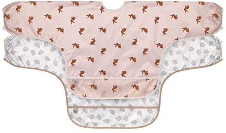 LÄSSIG Baby Langarmlätzchen Set 2 Stk. zum Binden Auffangschutz/Long Sleeve Bib Little Forest Rabbit