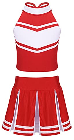 Oyolan Mädchen Cheer Leader Uniform Kinder Cheerleading Kostüm Tank Top Minirock Karneval Fasching Halloween