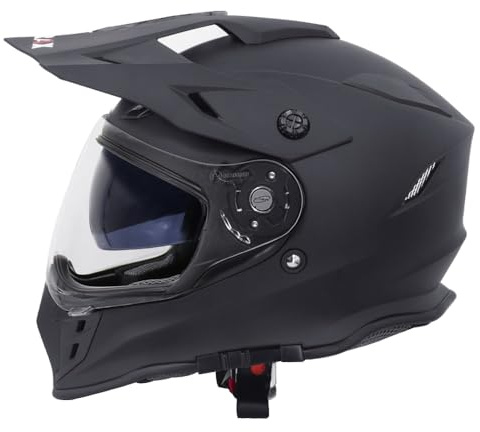 Zorax Matt Black XL (61cm) Removable Double Visor Dual-Sport ECE2206 Approved Motorbike Motocross Dirt Bike Helmet Motorcycle Reflective Strip