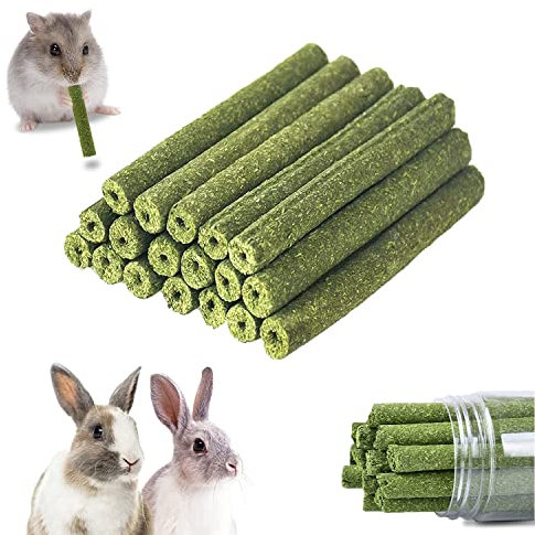 50 Stück Timothy Heu Sticks für Kaninchen, Meerschweinchen, Hamster, Chinchilla, Kauspielzeug für Zähne, Kaninchenfutter Molar Zubehoer
