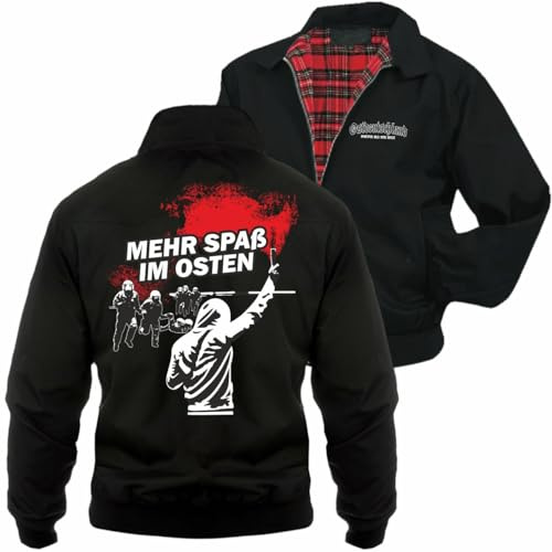 Herren Harrington Jacke Ostdeutschland Mehr Spaß im Osten Pyros Größe M - 5XL