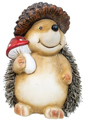 HEITMANN DECO Riccio con cappello e fungo mosca – Decorazione autunnale circa 18 cm, graziosa statuetta decorativa per davanzale della finestra, corridoio e tavolo – per casa e da regalare, rosso