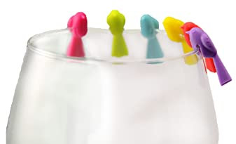 Winkee - Vogel Glasmarker 6er Set | Lustige Glasmarkierer für Trinkgläser | Party Weinglas Marker | Markierer an Glasrand | Lustiges Geschenk für Mädelsabend, Weihnachten, Geburtstag, Valentinstag