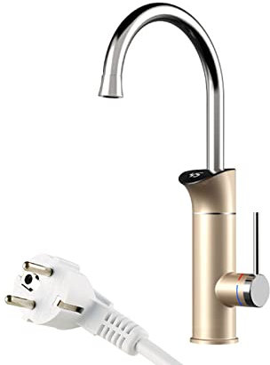 Robinet Cuisine Chauffe Eau Instantané Electrique, Robinet éLectrique De Cuisine Avec Affichage NuméRique De La TempéRature à Led, Robinet Chauffe Eau Electrique Instantané Pour Cuisine,D'or