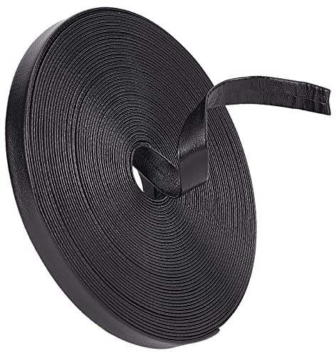 GORGECRAFT 10m 10 mm Umklappbarer Lederbesatz Schwarzer Kunstlederriemen Für Taschenstreifen Haarbänder Haustier Hundeleine Zubehör Zuhause Heimwerken Nähen Basteln Verschönerung