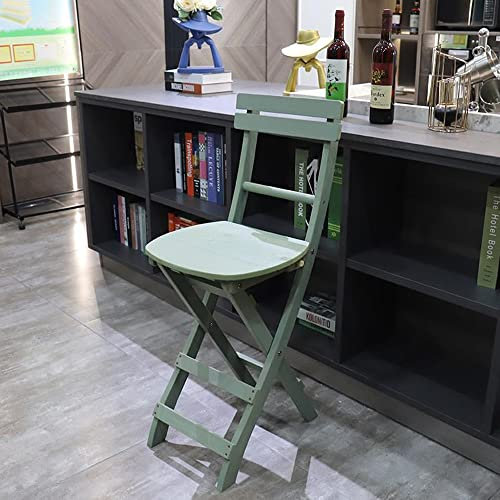 FREAZE Sedie da Bar in Legno Massello Pieghevoli Sgabelli da Bar, Sedile Alto 60cm, Sedie di Altezza Contatore con Schienale, Sgabelli da Bar Moderni per Sala da Pranzo (Color : Green)