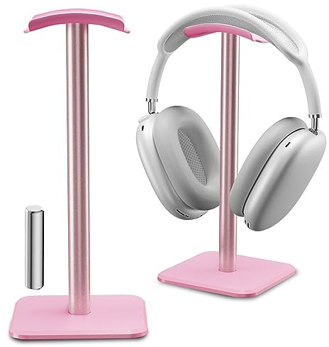 Alyvisun Headphones Stand [Weighted Base & Taller Height] Headset Holder Stand, Universal Headset Desk Hook for All Gaming Headset/Desktop Earphones, Pink