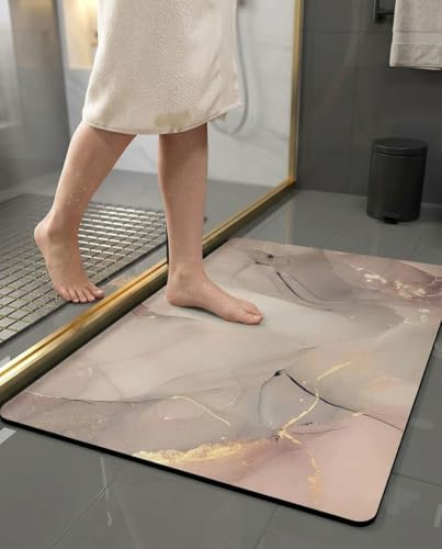 Pinkrin Badematte rutschfest - Saugfähige und Schnelltrocknende, weicher und bequemer Duschvorleger, Moderne Badezimmer Matte pflegeleicher Badezimmerteppich für Dusche, Badewannen, Toilette​