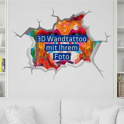 3D Optik WANDTATTOO 60x44 cm - selber gestalten - individuell - personalisiert mit Foto - Wunschtext - Dekoration Fensterfolie Wandaufkleber Kinderzimmer Wohnzimmer Schlafzimmer Küche Badezimmer