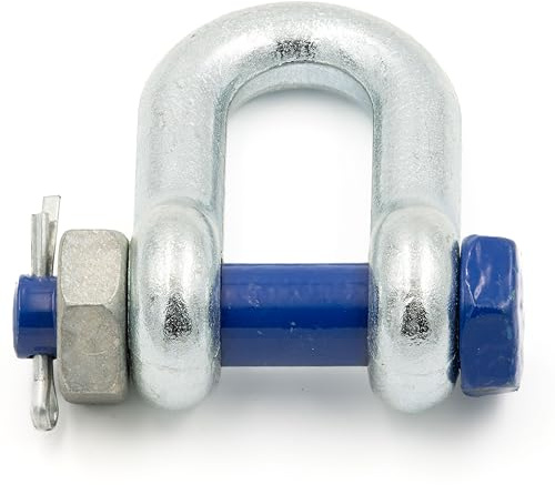 Schäkel 9,5t Tragfähigkeit 1 Stück Gerade mit Augbolzen mit Mutter und Splint - Geradschäkel Form DX - Schäkel Hochfest Stahl Feuerverzinkt - Hochfester Bügelschäkel - Lastschäkel - Hebeschäkel