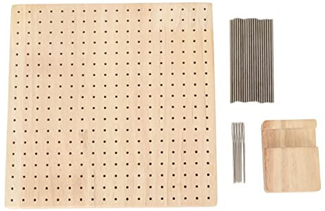 Handgefertigtes Blockierbrett aus Holz, Wiederverwendbares DIY-Strickbrett Mit 324 Gleichmäßig Verteilten Löchern Und Stabstiften aus Edelstahl