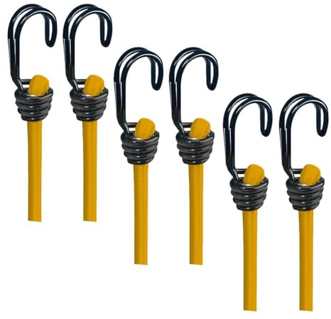 BASI Juego de 6 cuerdas tensoras de goma con ganchos, 100 cm de diámetro, 8 mm de diámetro, tensor de equipaje con doble gancho, para asegurar la carga y el transporte, juego de 6 unidades