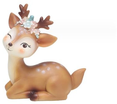 Spldsun Figurine de Renne en Forme de cerf，Cerf Figurines Artisanat Mignon，Faon Résine Ornement Décor，Figurine de DéCoration de Bureau pour Les FêTes, Les Anniversaires Et Les FêTes de NoëL (Marron)