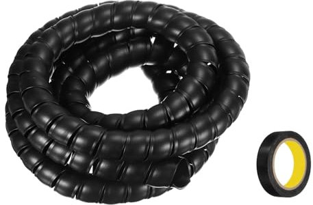 QUARKZMAN Spiral-Kabelschlauch 9,8ft 30mm Kabelmanagement-Hülle PP-Isolierung Kabelorganisator für Computerkabel Stromkabel Gasrohr Schwarz mit Klebeband