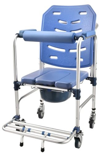 Fahrbarer Toilettenstuhl Nachtstuhl,Pflege Toilettenrollstuhl,Duschstuhl mit Rollen,Toilettenstuhl für Senioren mit Rollen,WC-Stuhl für Senioren Behinderte und Schwangere A