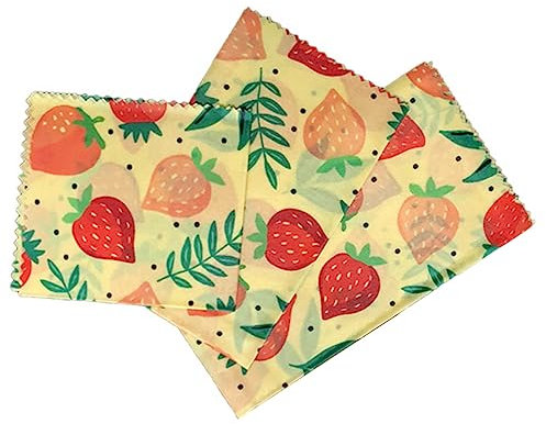 Zerodeko 3pcs Beeswax Food Wraps Non-stick Wax Paper for Food Storage Oil Reusable Fresh Pattern Design for Sandwiches Cookies and Baked Goods Safe Healthy Material