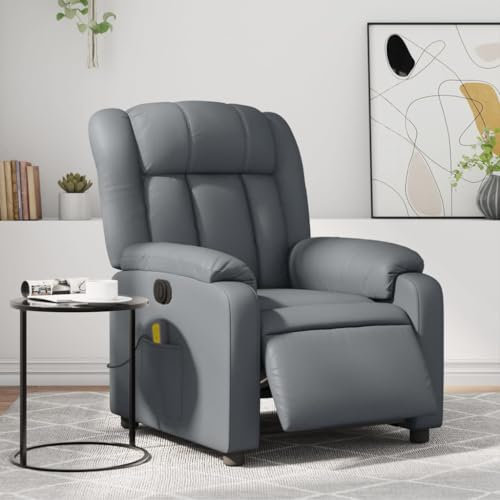 Homgoday Massagesessel Elektrisch Relaxsessel Fernsehsessel mit Liegefunktion Liegesessel Polstersessel Ruhesessel Sessel Verstellbare Rückenlehne VibrationsfunktionGrau Kunstleder