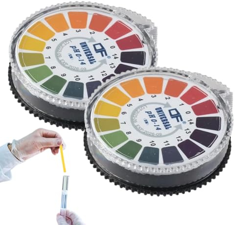 QOWITEX 2 Rolle pH Teststreifen 5 m/Roll Messbereich 0-14 pH Papier Trinkwasser auf Rolle Lackmus Indikator Universalpapier Ubersäuerung Körper Ermittlung ph Wert Säuretest