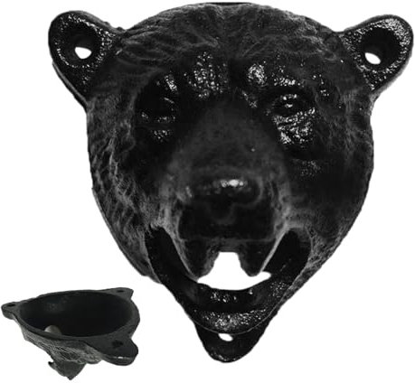 Beer Opener Wall Mount, Bear Teeth Bite Bottle Opener for Wall Mounting, Bottle Opener with Bear Head, Wall Mounted, for Man Cave, Garage, Decoration, Bar, Kitchen Accessories