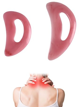 2 Stück Body Gua Sha Stein,Guasha Steine,Gesichtsmassage Stein,Gesichtsstein Steine,Rosental Gua Sha Rosenquarz,Gesichtsmassagegerät,Skincare Gesichtsroller Jade für Beauty,Lifting,Körper Massager