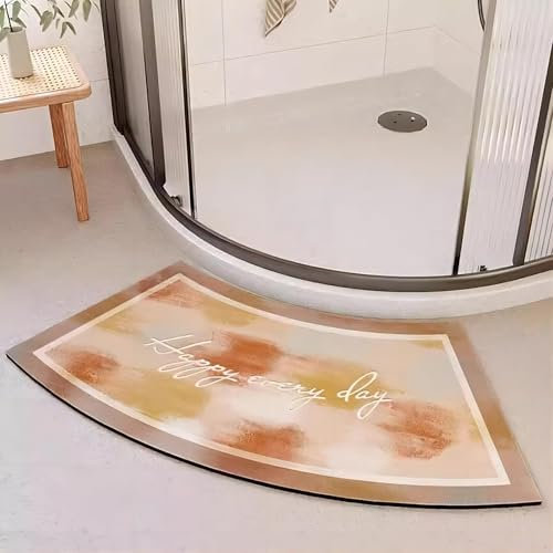 Arc-shaped Shower Mat - Gebogene Duschmatten, gebogene Badematte, schnell trocknend, super saugfähige gebogene Badematten for runde und Eckduschen, rutschfeste Unterseite aus Gummi(D,45x75cm/18x30inch
