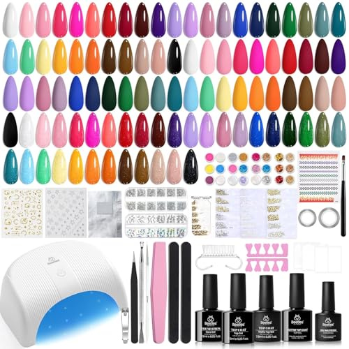 Beetles - Juego de esmaltes de uñas de gel con luz UV, espectro emocional, 32 colores, juego de esmaltes de uñas de gel con capa base mate y brillante, decoración de color rosa y rojo, manicura para