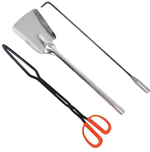 ANDRESLAD Set Per La Pulizia Della Cenere Paletta Per Rastrello Per Carbone Manico Per Esterni Pinza Per Barbecue Robusta Per Il Campeggio