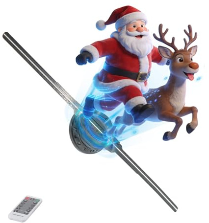3D-Hologramm-Lüfter, 50 cm, Hologramm-Lüfter, Projektor, Werbeanzeige, HD-LED, 3D-Hologramm, Weihnachtsbaum-Hologramm für Weihnachten, Halloween, Business, Shop, Urlaub, 50 cm holografisch mit 1500